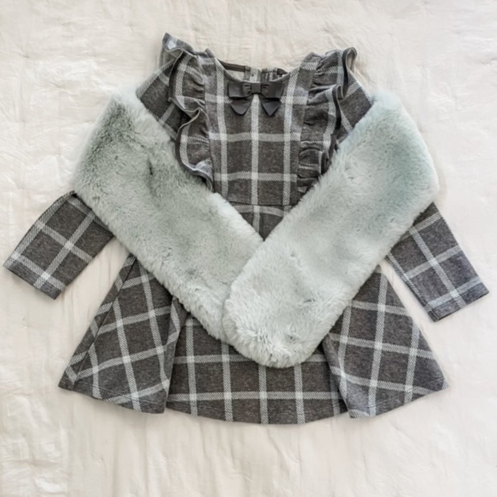 Janie And Jack Dress w/ Fur Stole - Size 6